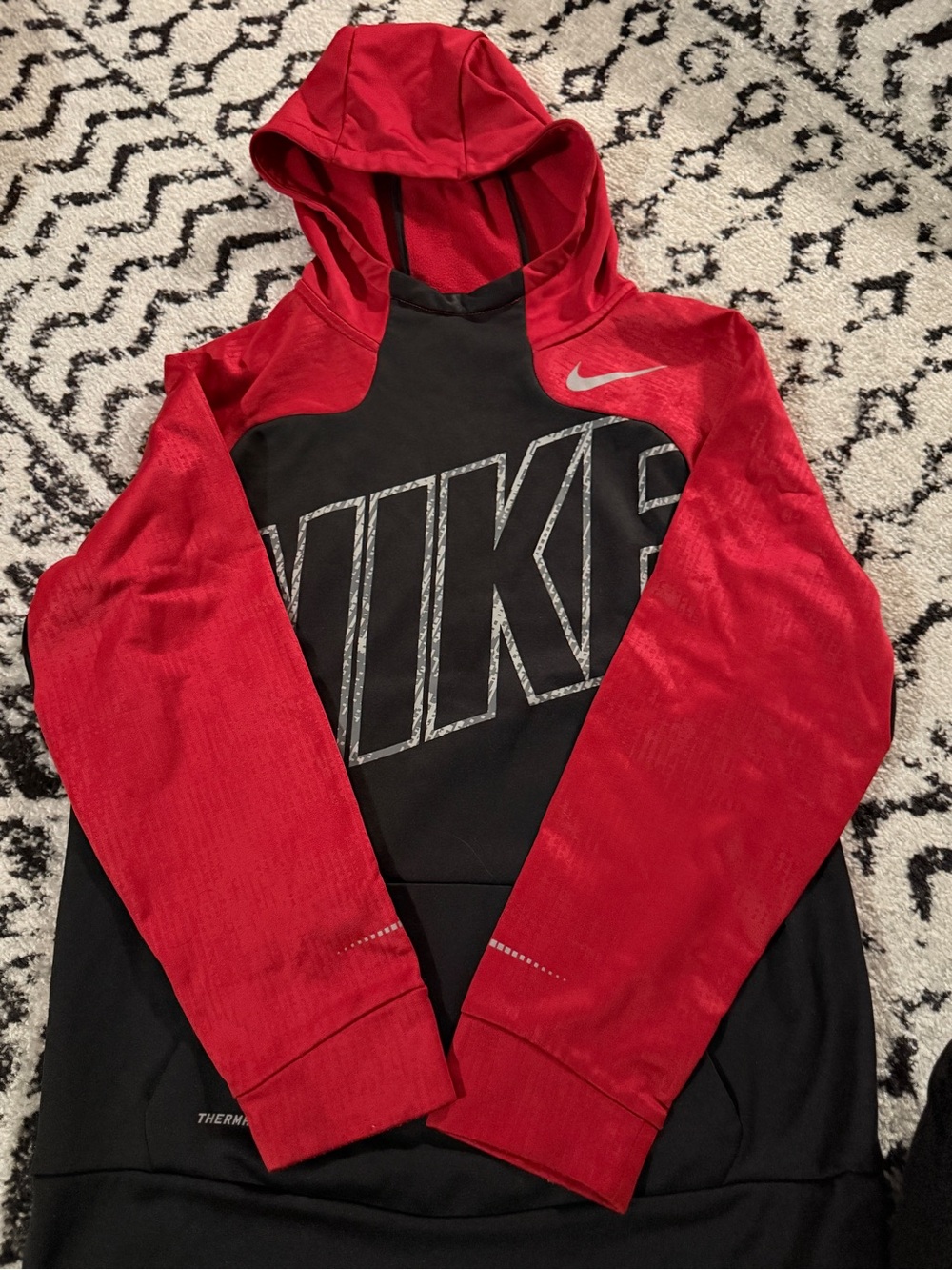 Nike Red and Black Graphic Hooded Pullover